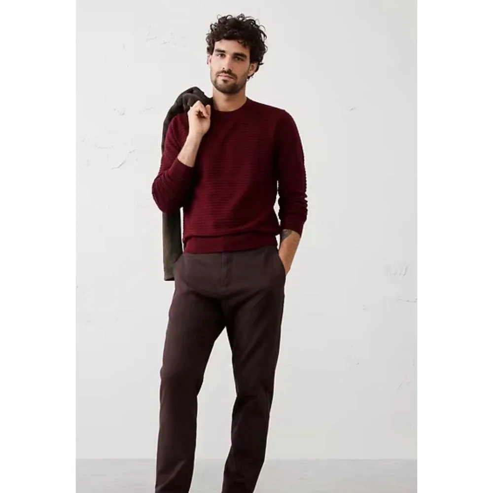 Banana Republic Mens Merino Wool Textured Crewneck Sweater Burgundy S New‎